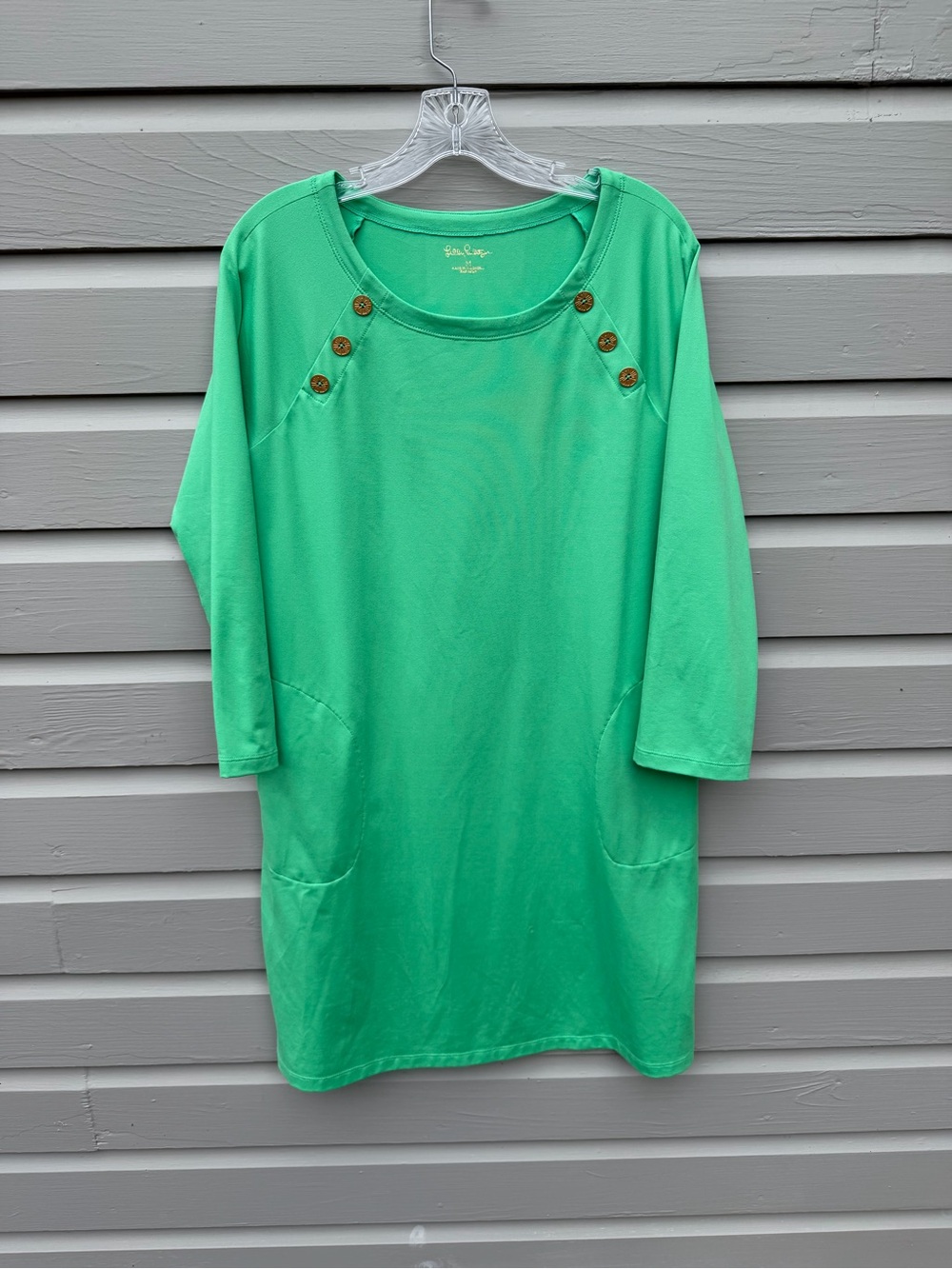 Lilly Pulitzer Bright Green Button-Shoulder Tunic
